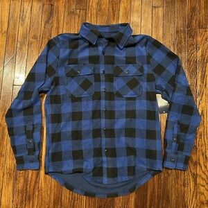 Lucky Brand Mens Button Up Shirt Medium & XL Blue Plaid Flannel Long Sleeve NWT